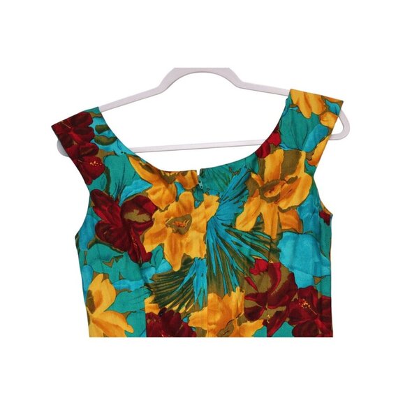 Vintage 80s Gillian Sheath Dress Size 8 Multicolor Floral 100% Silk Tropical - Picture 10 of 12